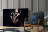 Woman glass print enhancing a dressing area with avant-garde grace