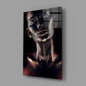 Copper-dusted portrait bringing warm shadow to a contemporary living space