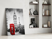 Phone Box glass print enhancing a hallway with landmark presence