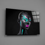 Turquoise-and-magenta portrait bringing editorial mood to a contemporary living space