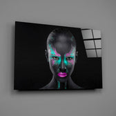 War-paint pigment portrait bringing confrontational drama to a contemporary living space