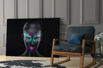 Woman glass print enhancing a hallway with confrontational gaze