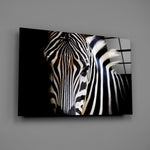Zebra stripe portrait bringing graphic rhythm to a contemporary living space