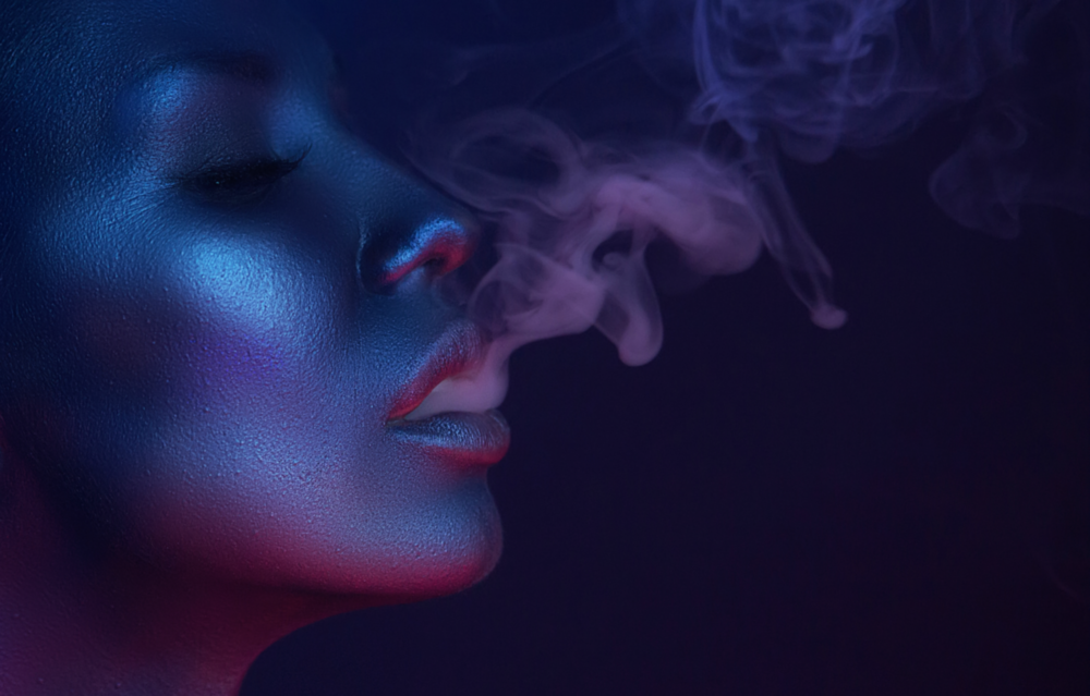 Smoke and Woman Glass Wall Art