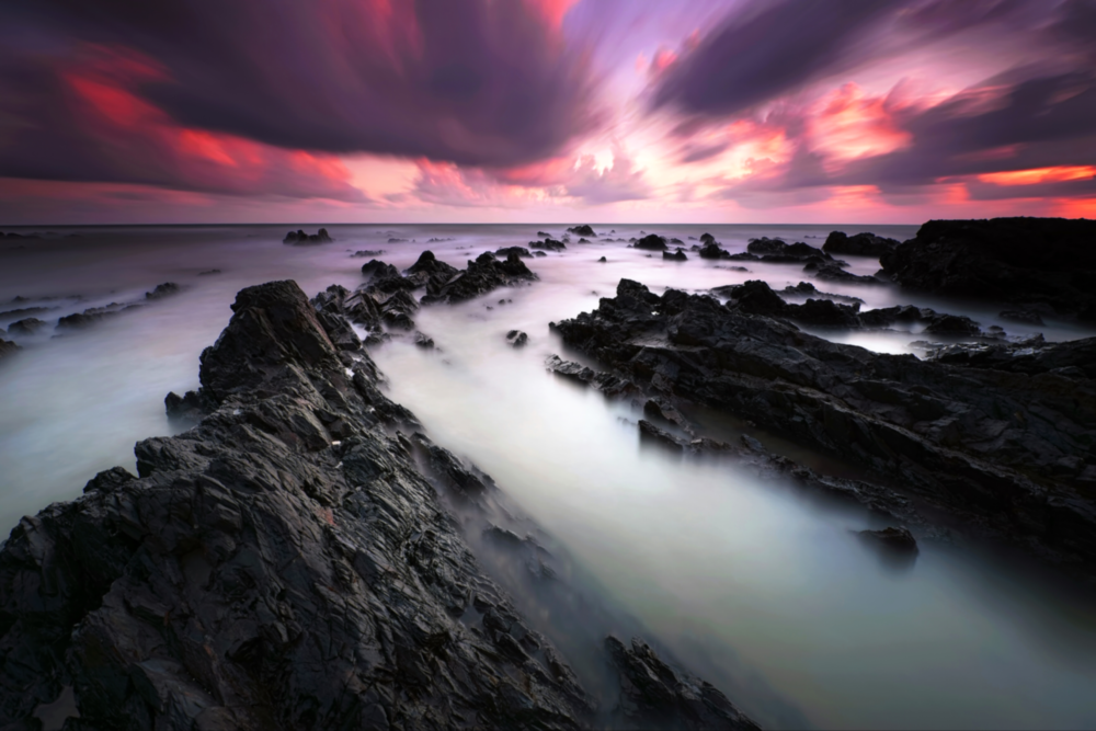 Sunset Landscape Glass Wall Art