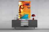 Buddha Portrait panel catching warm light to reveal its gold glow