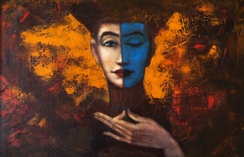 Abstract Woman Portrait Glass Wall Art