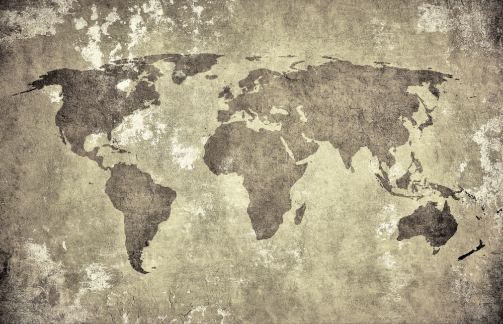 World Map Glass Wall Art