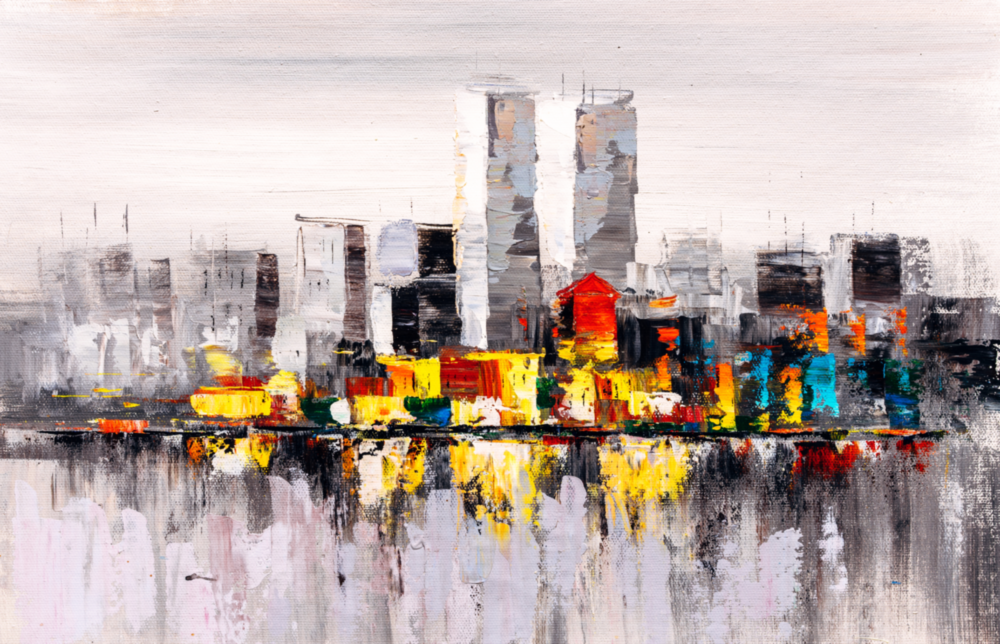 Abstract City Glass Wall Art