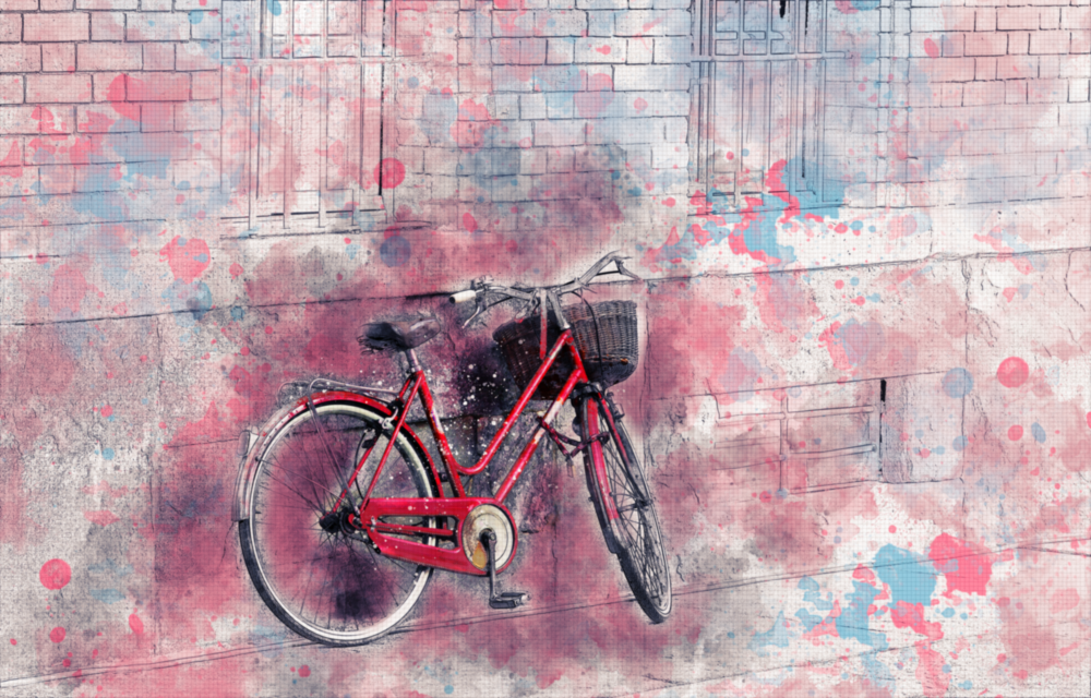 Illustration Bicycle Glass Wall Art