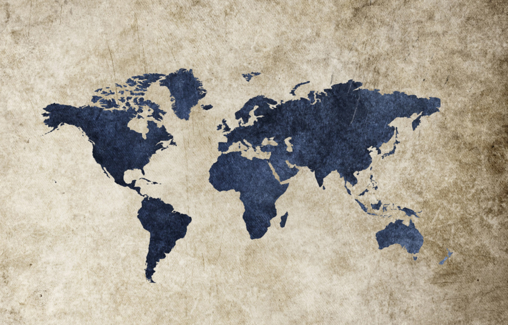 World Map Glass Wall Art