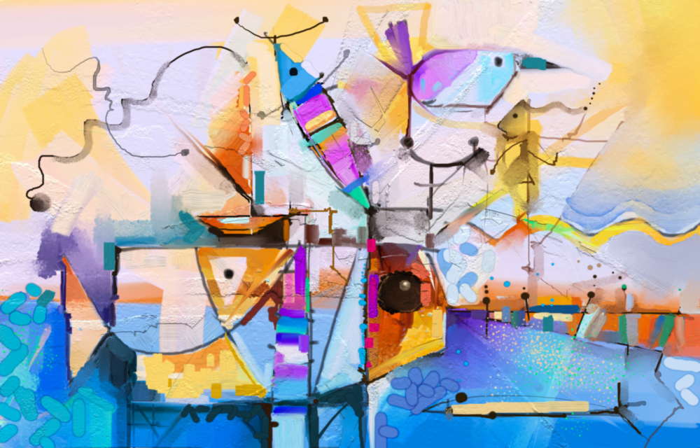 Abstract Colors Glass Wall Art