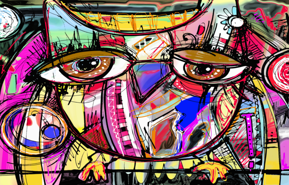 Abstract Owl Glass Wall Art