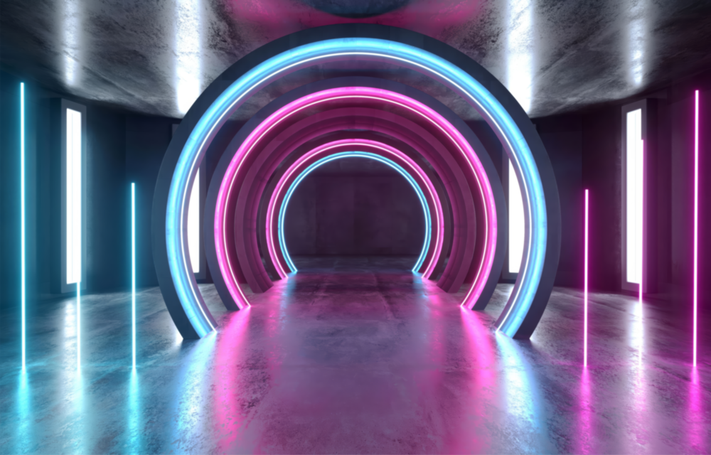 Neon Lights Glass Wall Art
