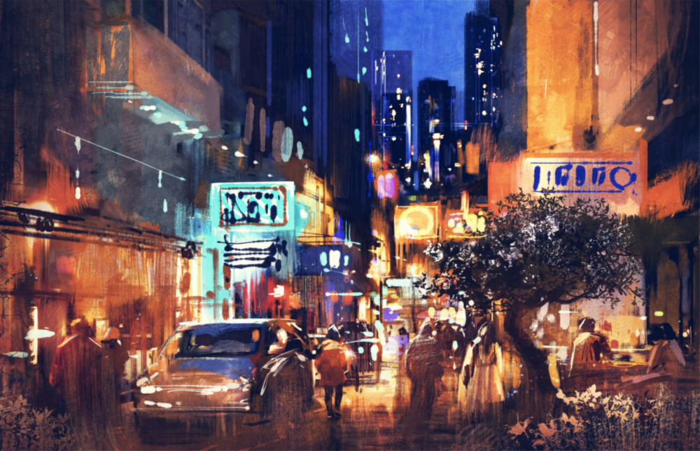 City Night Glass Wall Art