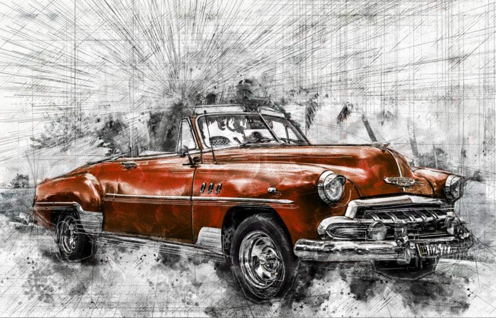 Red Chevrolet Glass Wall Art