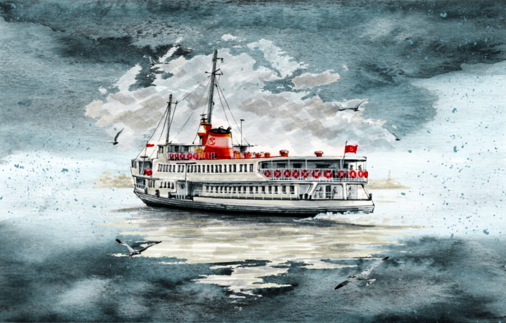 Steamer Turquoise Glass Wall Art