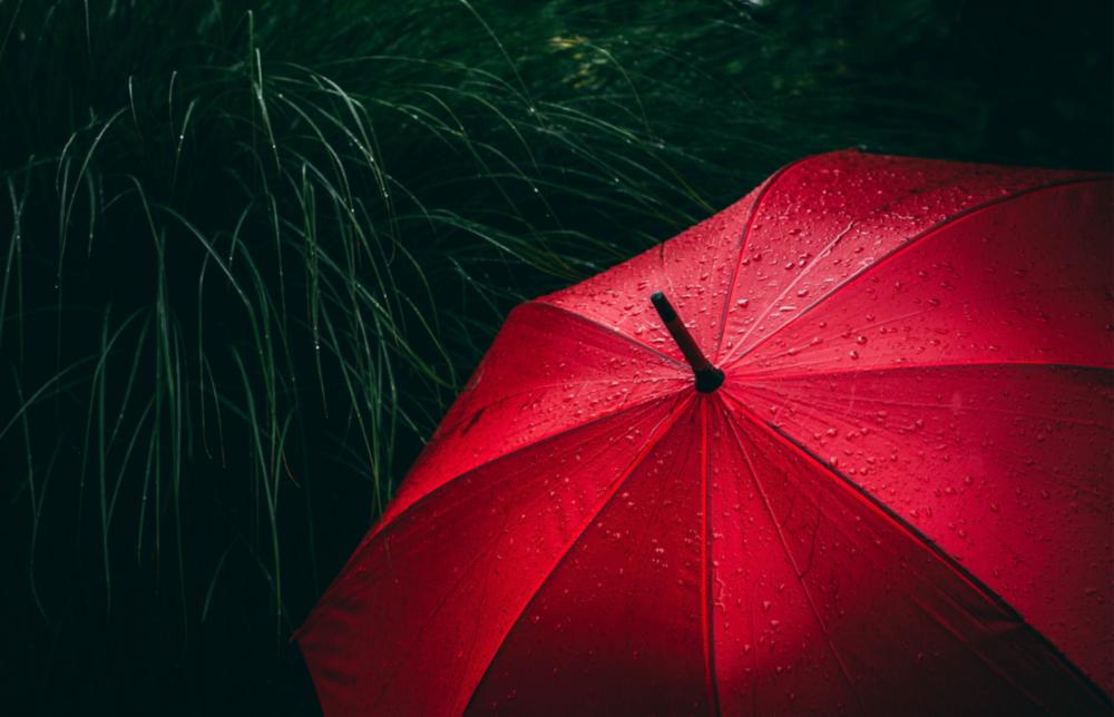 Red Umbrella Glass Wall Art