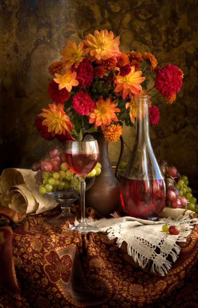 Chalice and Flowers Glass Wall Art