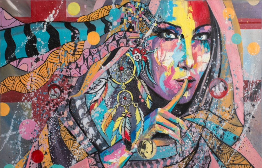 Shh Woman Glass Wall Art