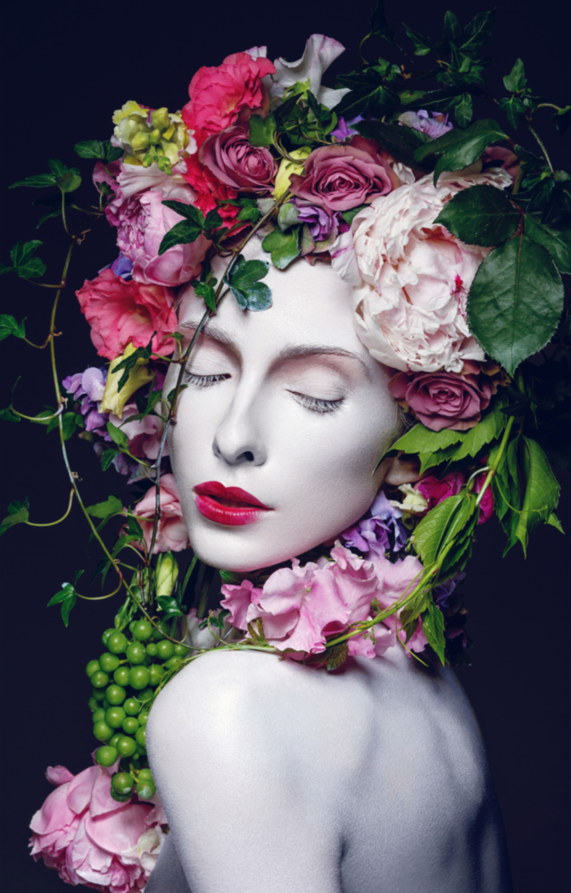 Flower and Woman Glass Wall Art