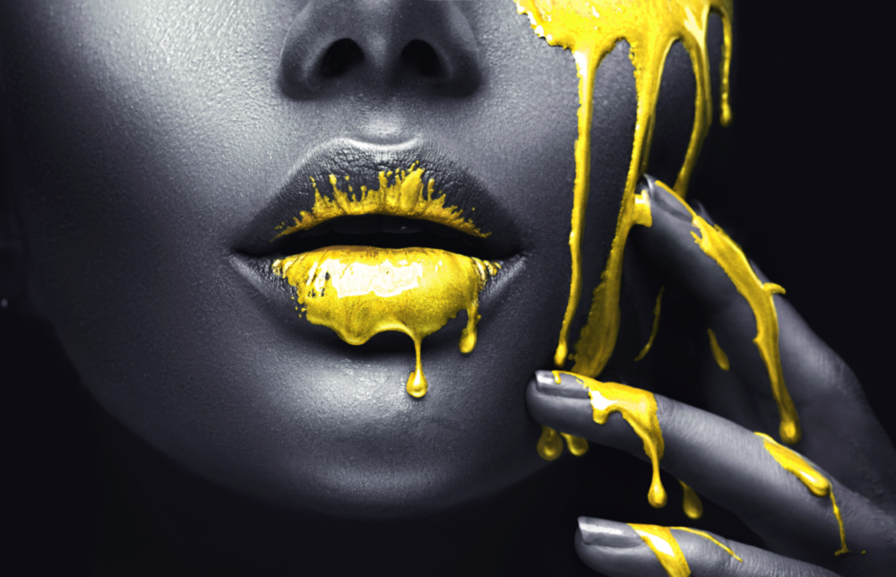 Yellow and Woman Glass Wall Art