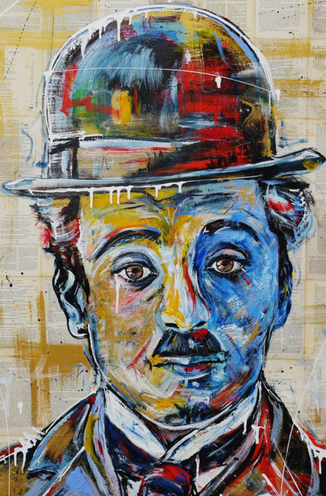 Charlie Chaplin Glass Wall Art