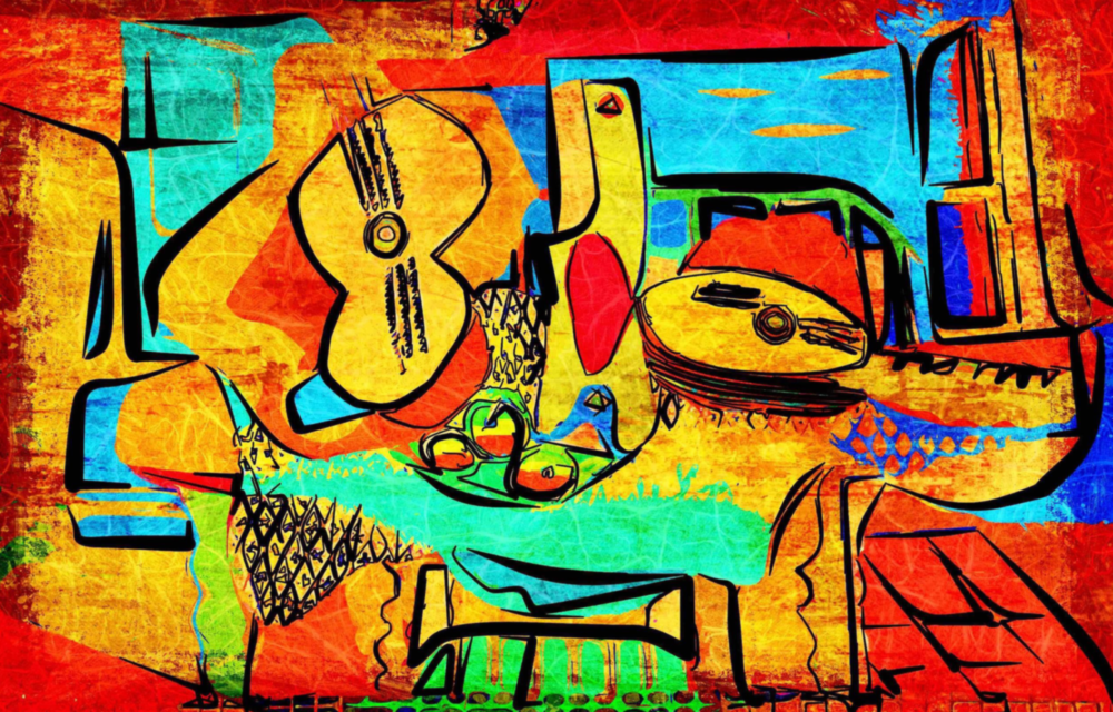 Abstract Cello Glass Wall Art