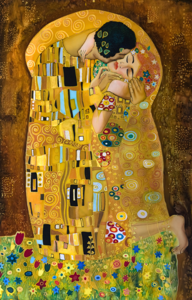 Gustav Klimt "The Kiss" Glass Wall Art