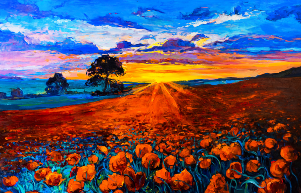 Poppy Field Glass Wall Art