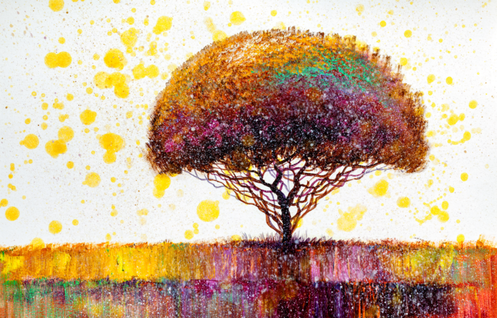 Colorful Tree Glass Wall Art