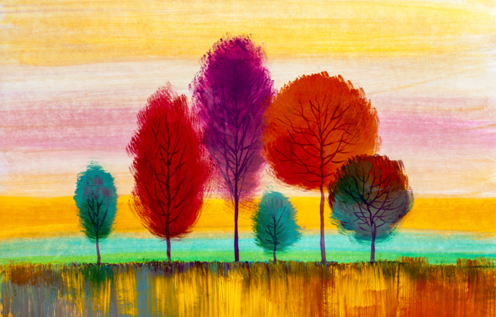 Colorful Trees Glass Wall Art