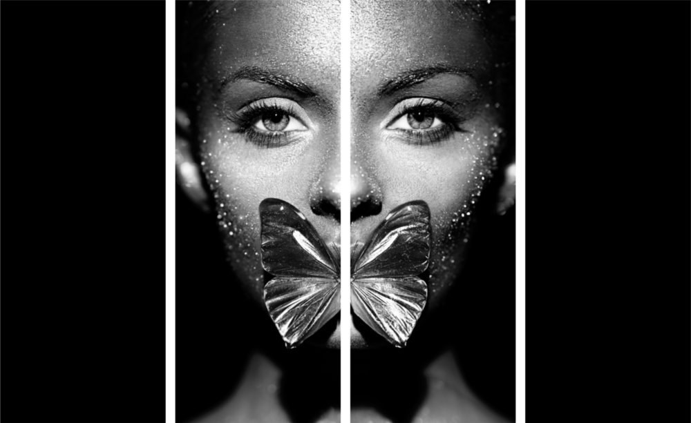 Butterfly Women 4 Pieces Mega Glass Wall Art (59"x36")