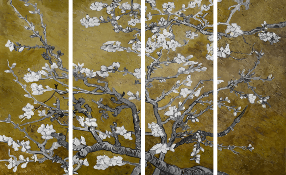 Sakura 4 Pieces Mega Glass Wall Art (59"x36")
