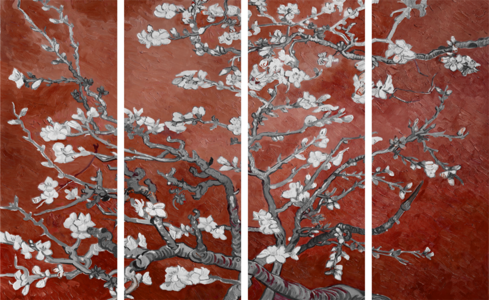 Sakura 4 Pieces Mega Glass Wall Art (59"x36")