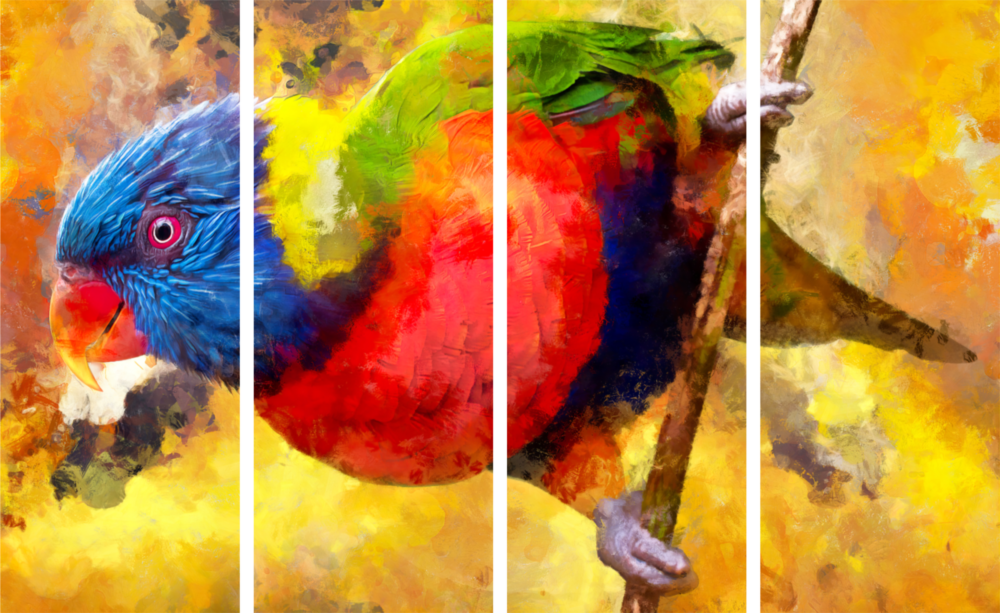 Parrot 4 Pieces Mega Glass Wall Art (59"x36")