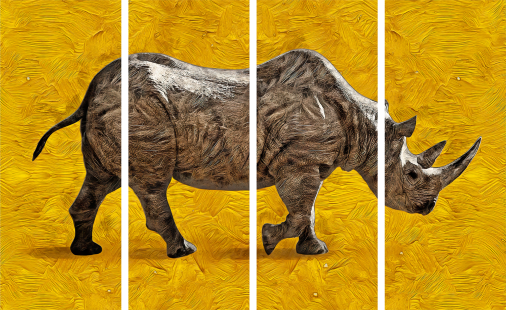 Rhino 4 Pieces Mega Glass Wall Art (59"x36")