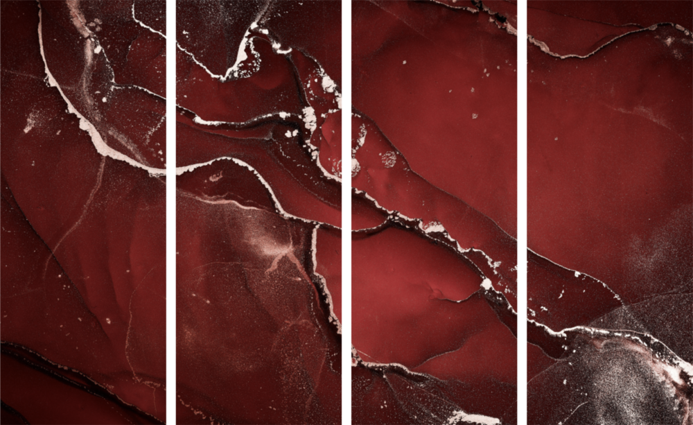 Red Crack 4 Pieces Mega Glass Wall Art (59"x36")