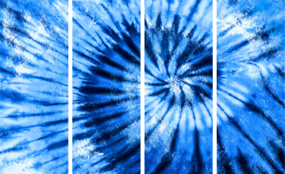 Blue Spiral 4 Pieces Mega Glass Wall Art (59"x36")