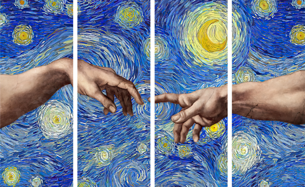 The Creation 4 Pieces Mega Glass Wall Art (59"x36")