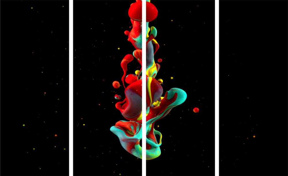 Color Mix 4 Pieces Mega Glass Wall Art (59"x36")