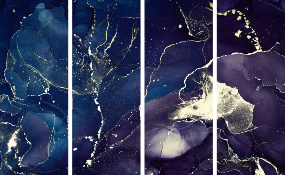 Marble 4 Pieces Mega Glass Wall Art (59"x36")