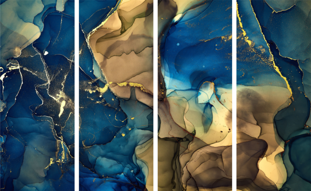 Marble 4 Pieces Mega Glass Wall Art (59"x36")