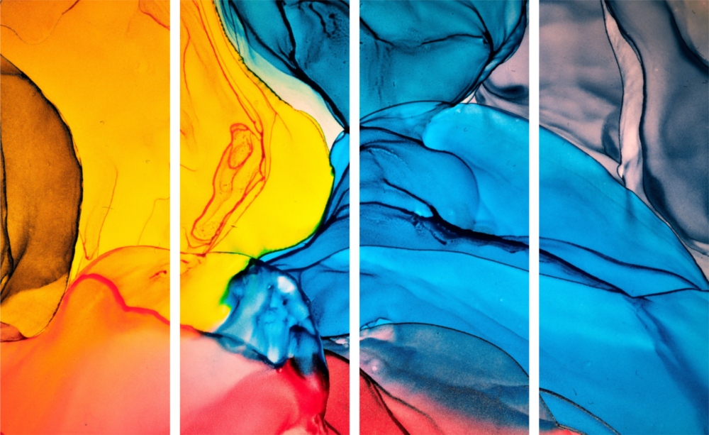 Dance of Colors 4 Pieces Mega Glass Wall Art (59"x36")