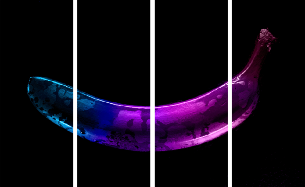 A Banana 4 Pieces Mega Glass Wall Art (59"x36")