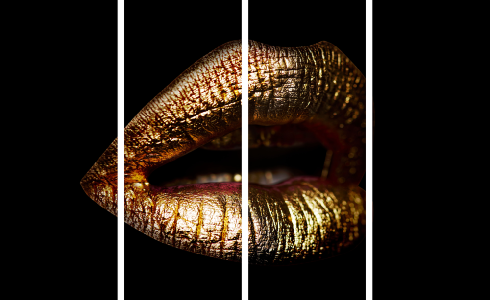 Lips 4 Pieces Mega Glass Wall Art (59"x36")