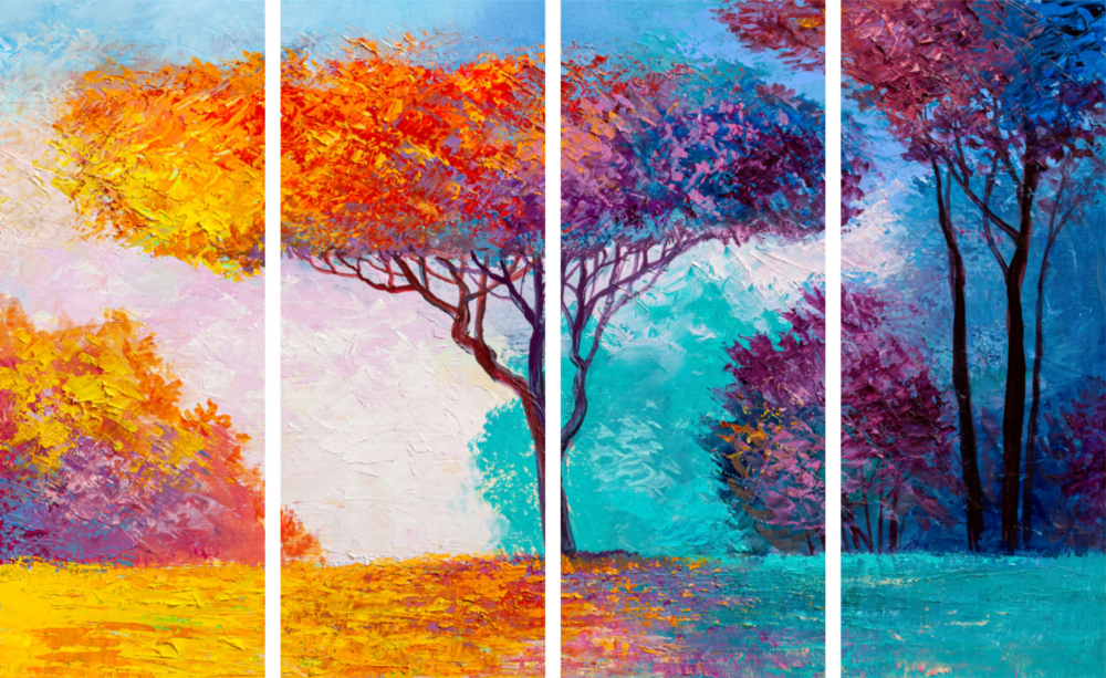 Tree of Life 4 Pieces Mega Glass Wall Art (59"x36")