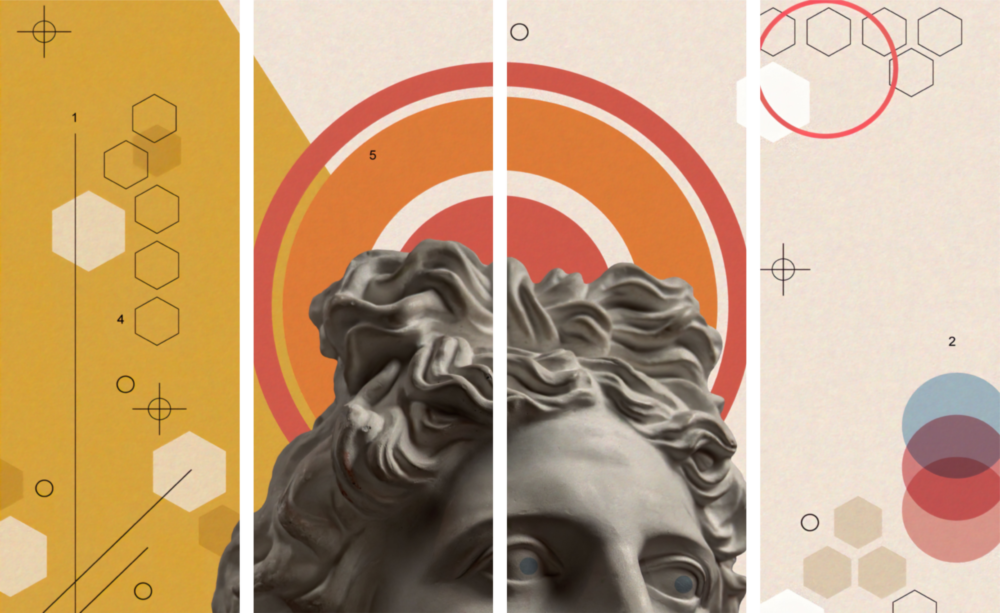 Thoughts of the Statue 4 Pieces Mega Glass Wall Art (59"x36")