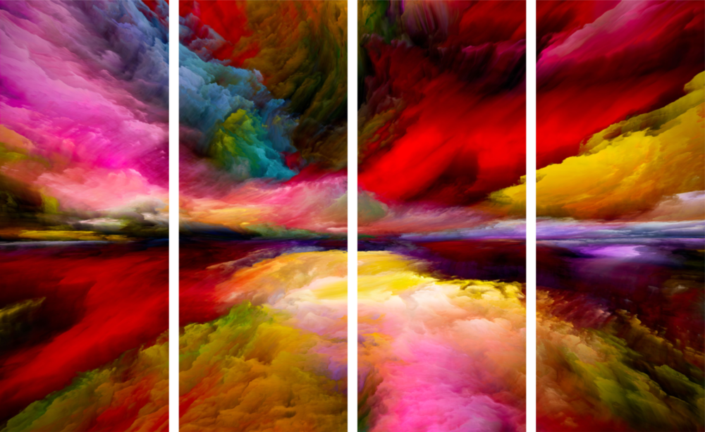 Colorful Clouds 4 Pieces Mega Glass Wall Art (59"x36")