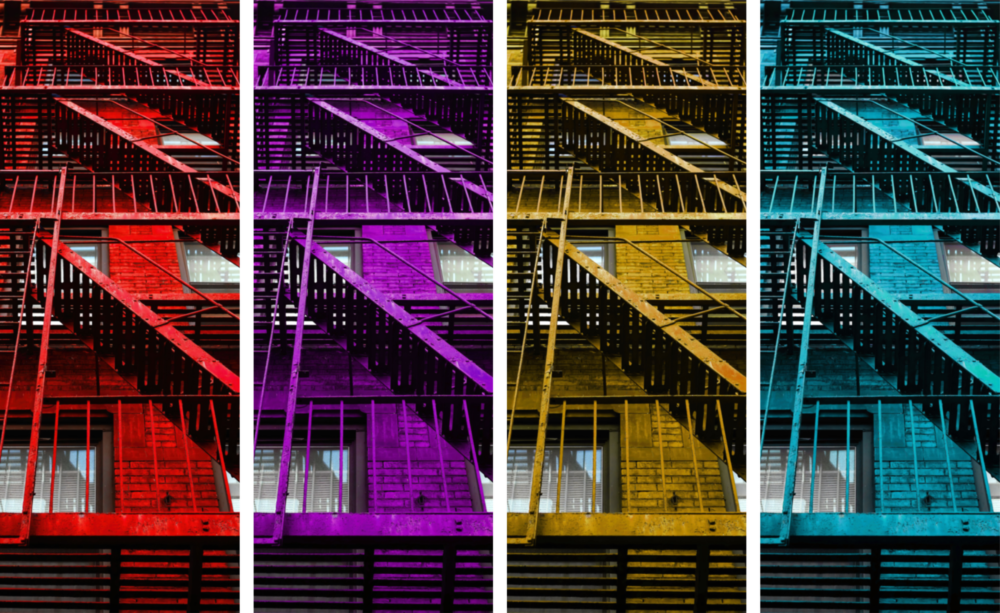 Stairs 4 Pieces Mega Glass Wall Art (59"x36")